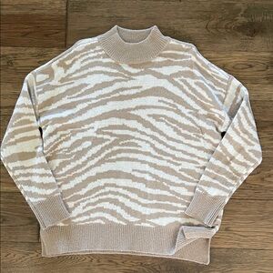 Maurices Womens Cream and Tan Zebra Print Crewneck Sweater